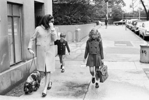 Jackie Kennedy Walking Her Children to School